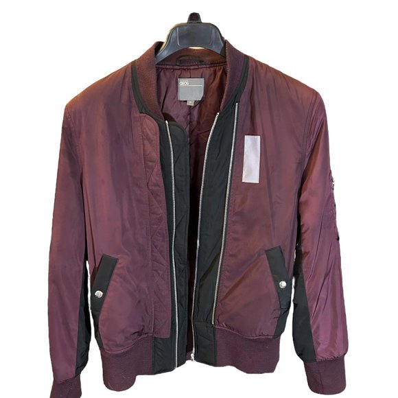 ASOS Design Men's (M) Burgundy Bomber Jacket Double-Front Zip. Retail: $95 - Picture 3 of 9
